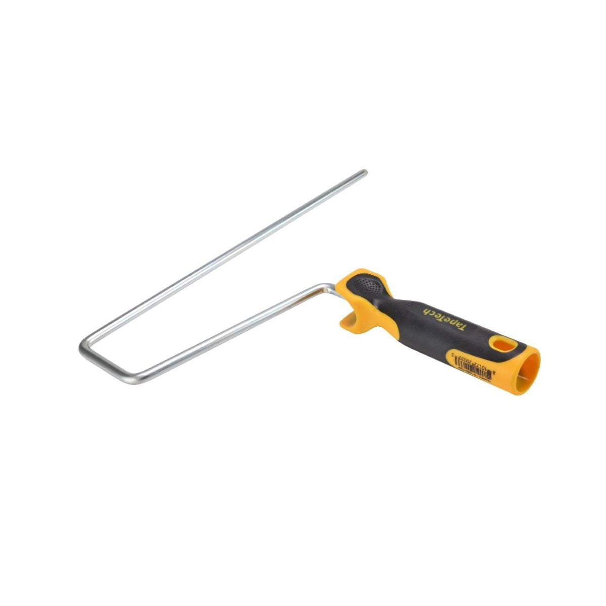 12-inch TapeTech Compound Roller Frame with a steel shaft and grey and yellow molded comfort-grip handle, quarter view