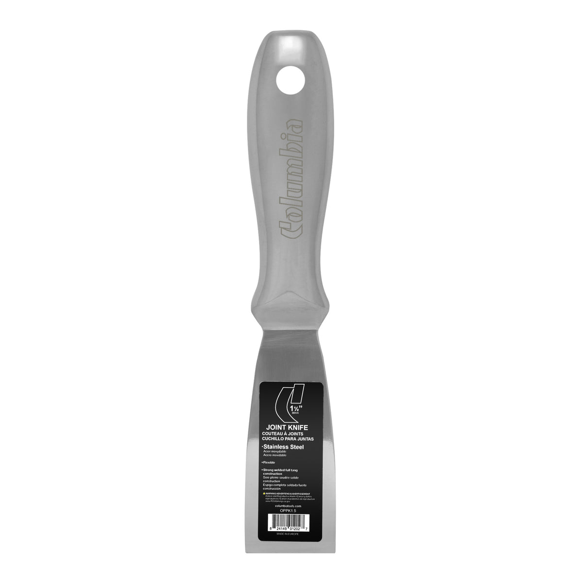 1.5-inch Columbia One Piece Putty Knife made with stainless steel blade, one-piece handle, and full tang construction