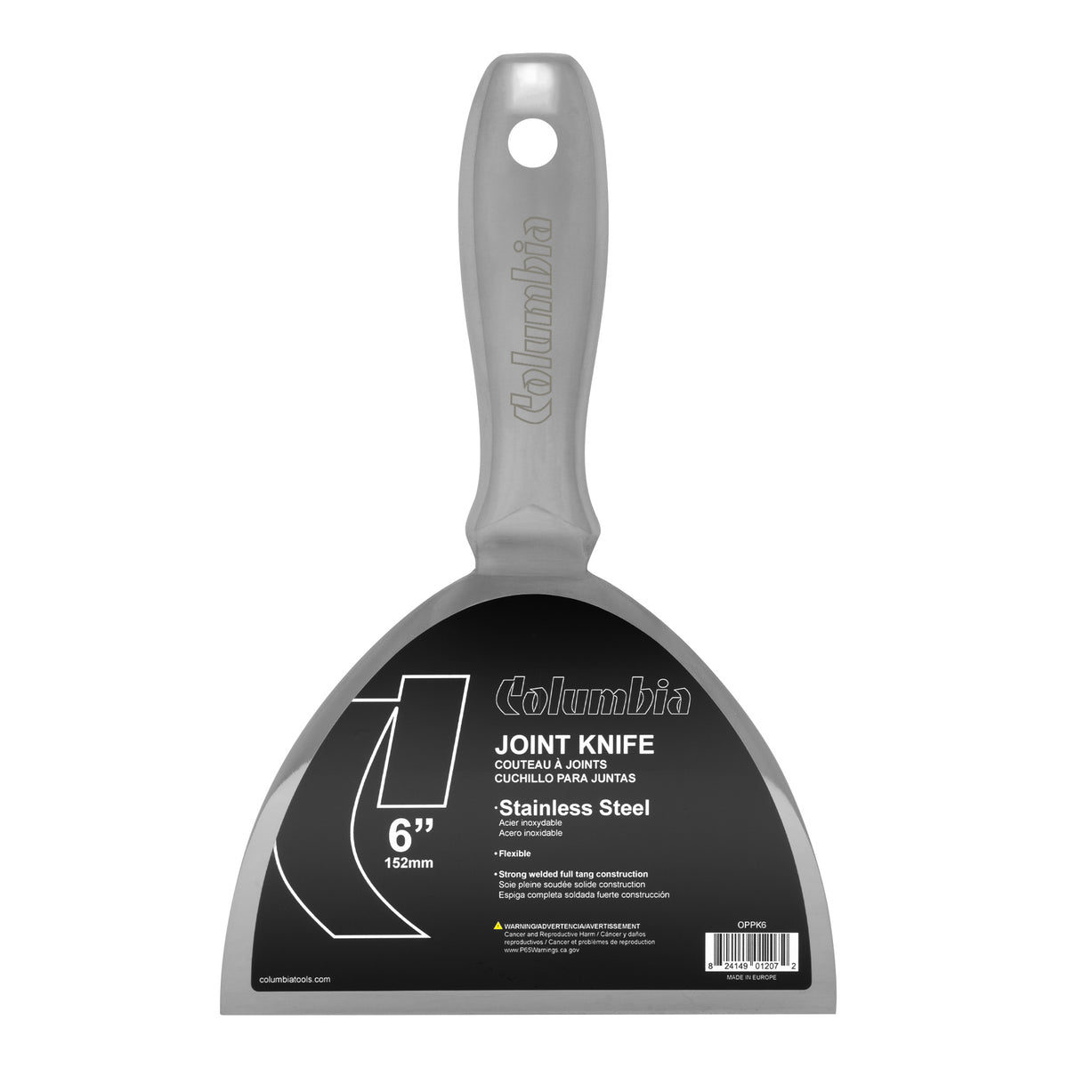6-inch Columbia One Piece Putty Knife made with stainless steel blade, one-piece handle, and full tang construction