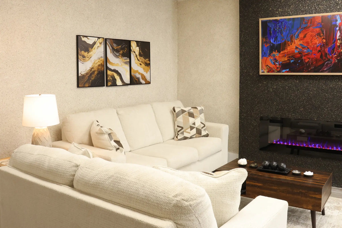 MicaWall StoneFX White Sand feature wall