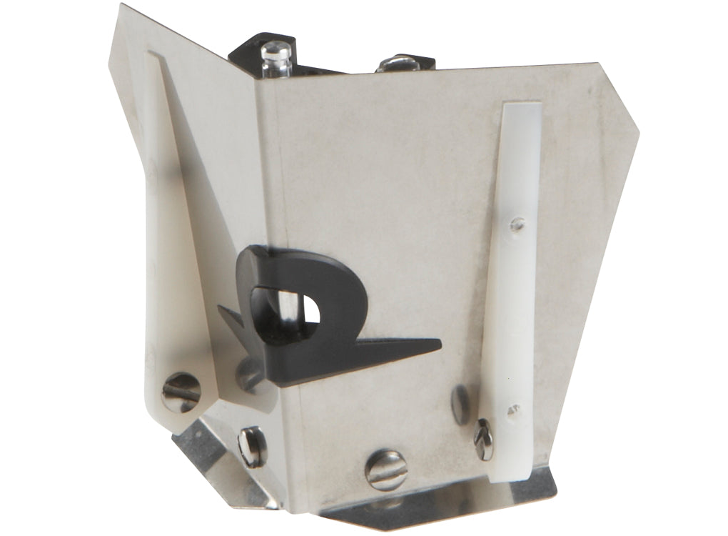 2.5-inch TapeTech Corner Flusher with stainless steel body and white plastic skids, quarter view