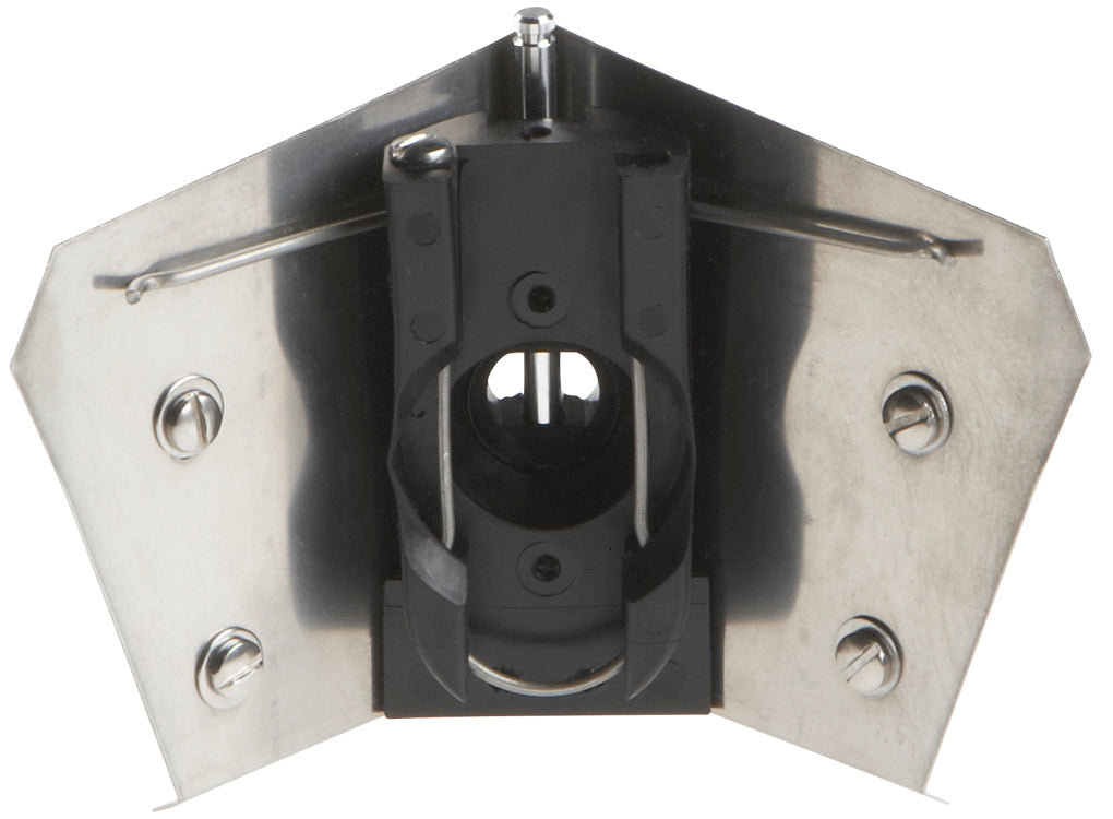 3-inch TapeTech Corner Flusher with stainless steel body and white plastic skids, back view