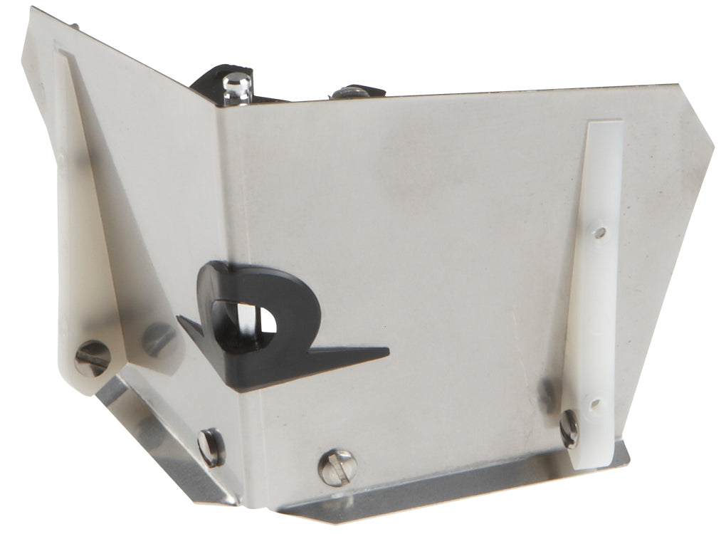 3.5-inch TapeTech Corner Flusher with stainless steel body and white plastic skids, quarter view