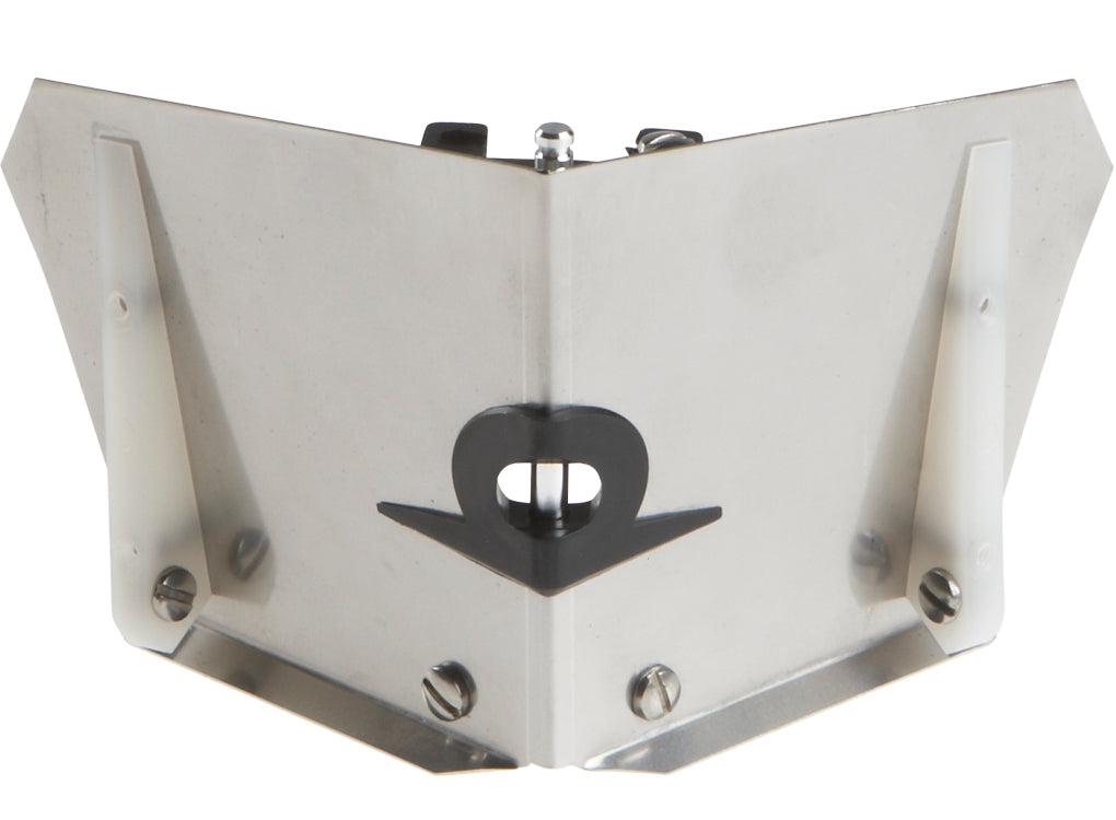 3.5-inch TapeTech Corner Flusher with stainless steel body and white plastic skids, front view