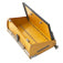 Open 12-inch TapeTech MAXXBOX Extra High Capacity Flat Box with gold aluminum body, brass blade holder, and crown control