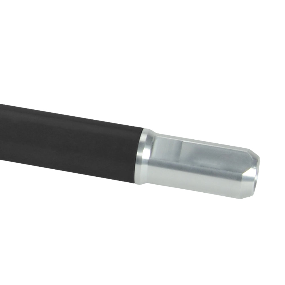 Close-up of Asgard Fiberglass Handle with black outer handle and D-shaped fitting at the end of the handle