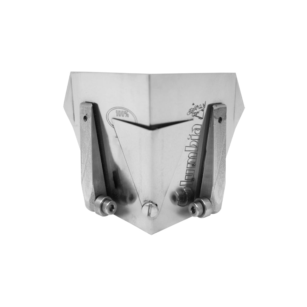 2.5-inch Columbia Direct Flusher made from aluminum with steel components and wheels, front view