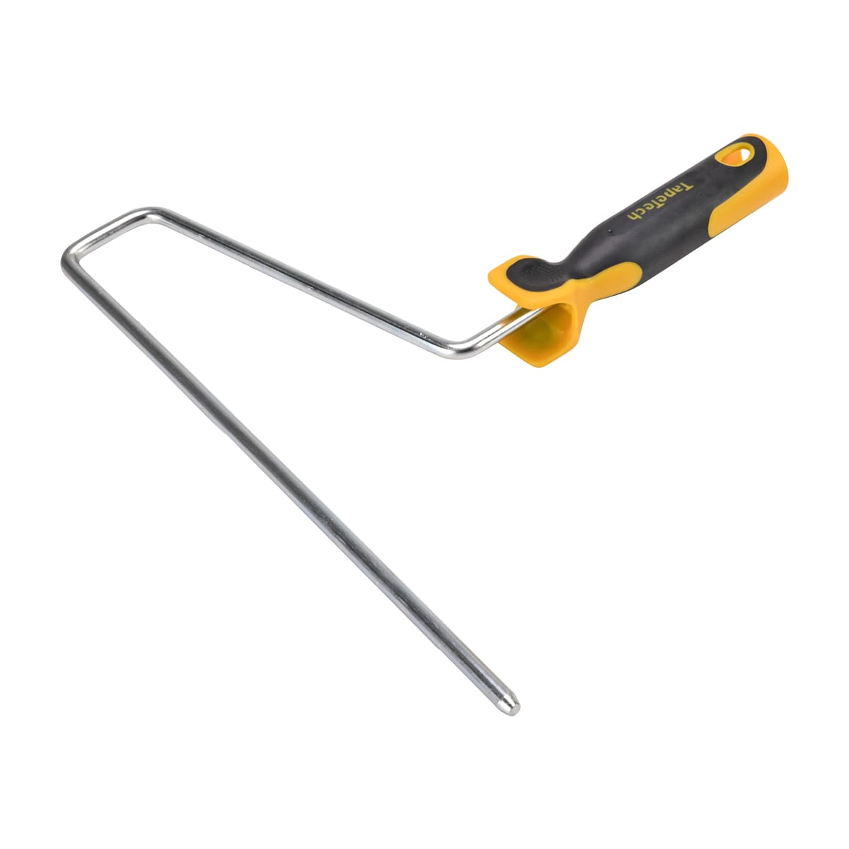 12-inch TapeTech Compound Roller Frame with a steel shaft and grey and yellow molded comfort-grip handle, quarter view