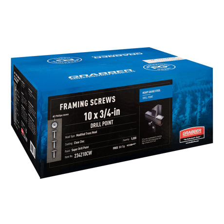 Grabber Wafer Framing Screws - Drill Point - Clear Zinc