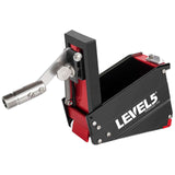 2-inch Level 5 Nail Spotter lying on its front with the back panel open, red stainless steel body, and black side panels