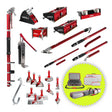 Level 5 automatic taping set including auto taper, handles, flat boxes, head attachments, mud pump, gooseneck, hand tools, and bonus carrying cases