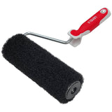 9-inch Level 5 Drywall Compound Roller with a black nap, nickle plated shank, and red and grey soft-grip handle