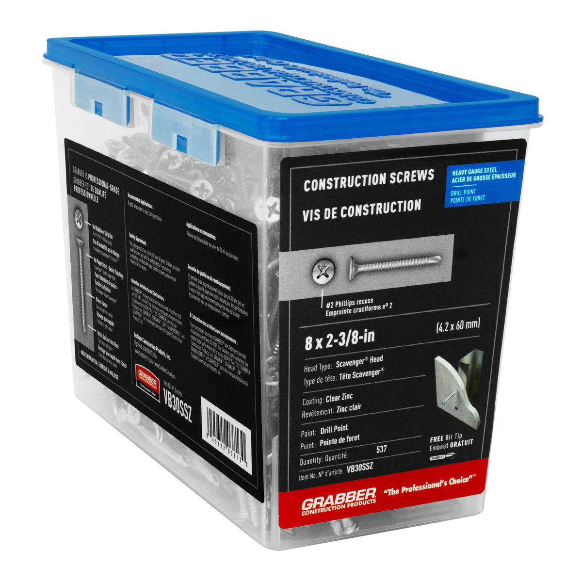 Grabber Drill Point Drywall Screws - Scavenger Head - Clear Zinc