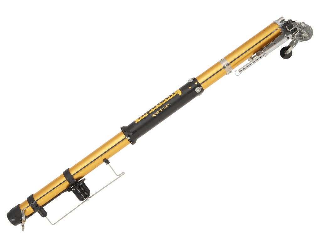 TapeTech 03TT Mini EasyClean Automatic Taper head with gold and black body, stainless steel cutting blade, and black creaser wheel, side view