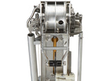 Close-up of TapeTech 03TT Mini EasyClean Automatic Taper head with stainless steel cutting blade and black creaser wheel, back view