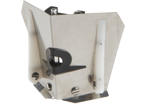 2.5-inch TapeTech Corner Flusher with stainless steel body and white plastic skids, quarter view