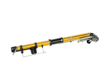 TapeTech 03TT Mini EasyClean Automatic Taper head with gold and black body, stainless steel cutting blade, and black creaser wheel, side view