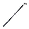 Fixed 34-inch Asgard Brakeless Box Handle with black handle, rubber grip, and stainless steel head, side view