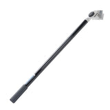 Fixed 34-inch Asgard Brakeless Box Handle with black handle, rubber grip, and stainless steel head, side view