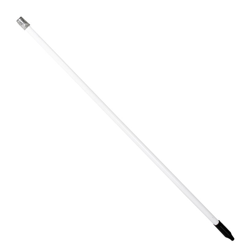 4 ft metal pole with white finish, steel end, and black thread