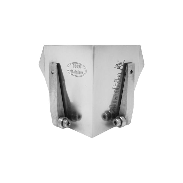 2.5-inch Columbia Standard Flusher made from aluminum with steel components and wheels, front view