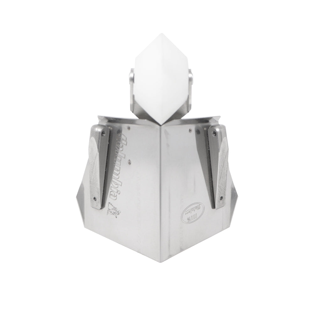 3-inch Columbia Combo Flusher made from aluminum with steel components and a white plastic wheel, front view