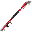 Level 5 Automatic Taper with a red and black billet aluminum body, steel components, white creaser wheel, and black tape roll assembly, right side