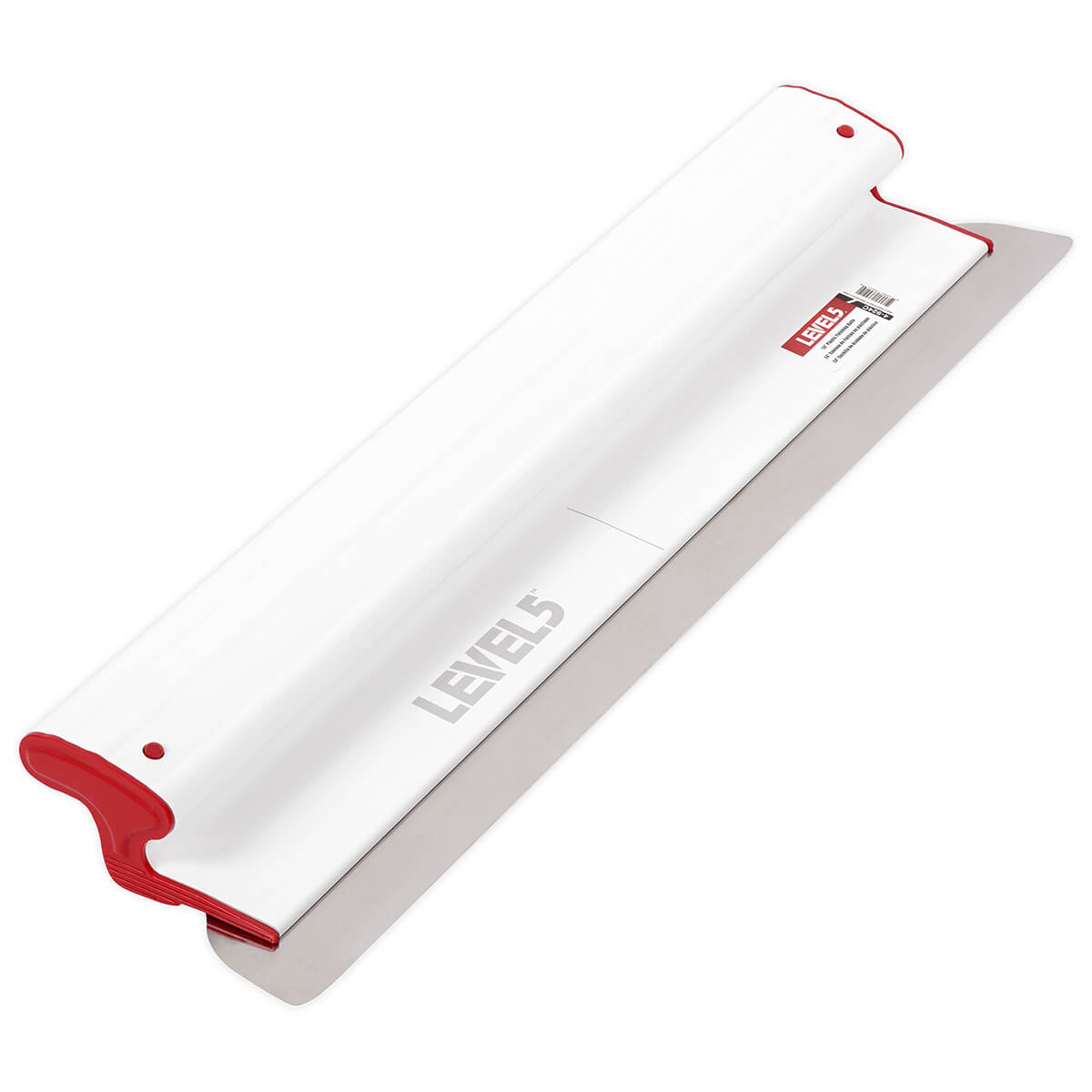 16-inch Level 5 Composite Skimming Blade with a stainless steel blade, red composite end caps, and a white plastic body
