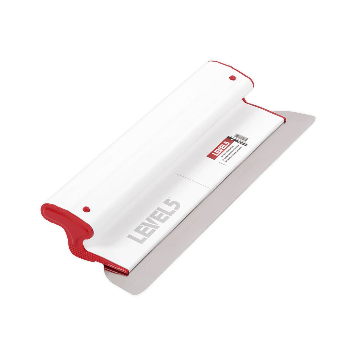 16-inch Level 5 Composite Skimming Blade with a stainless steel blade, red composite end caps, and a white plastic body