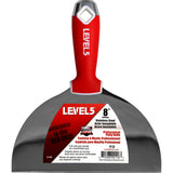 8-inch Level 5 Stainless Steel Joint Knife with steel blade, red soft-grip handle, metal hammer end, and hang hole