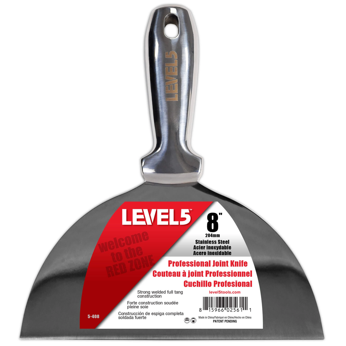 8-inch Level 5 One Piece Joint Knife with stainless steel blade and hang hole