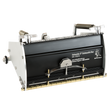 8-inch Columbia Automatic Fat Boy Finishing Box made from billet aluminum with a black painted finish, steel components, a brass blade holder, and wheels