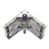 Asgard 3-inch angle head with stainless steel frame, patented positive ball retainer, and easy roll wheels, back view