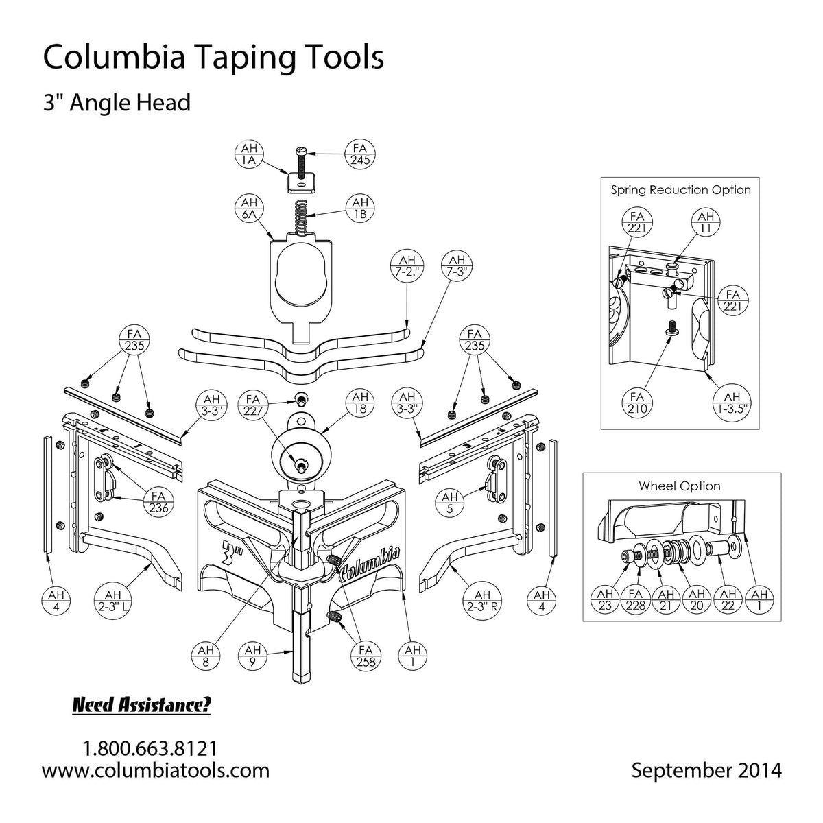 Columbia Angle Head Repair Parts