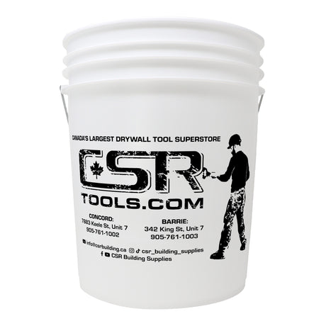 White 5-gallon CSR anniversary bucket with steel wire handle and plastic grip