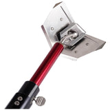 Back view of Level 5 Corner Flusher attached to a red Level 5 Extendable Accessory Handle with Corner Finisher Handle