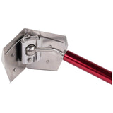 Side view of Level 5 Corner Flusher attached to a red Level 5 Extendable Accessory Handle with Corner Finisher Handle
