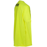 Right side of TapeTech High Visibility Premium Short Sleeve Work Shirt in neon yellow with a black TapeTech logo on the right sleeve