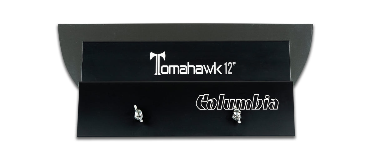 12-inch Columbia Tomahawk Smoothing Blade with a stainless steel blade featuring rounded edges and a black plastic body