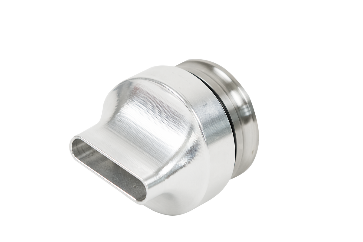 Gunmetal grey Columbia Cam Lock Tube Box Filler made of aluminum and steel, laying on side
