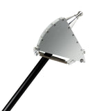 7-inch Columbia corner box with billet aluminum construction, a threaded stainless steel ball, and springs attached to a black handle